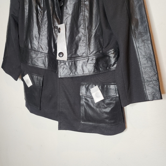 Roamans Genuine Leather Black Jacket Zip Off Hem Women's size 16W New - Picture 8 of 16